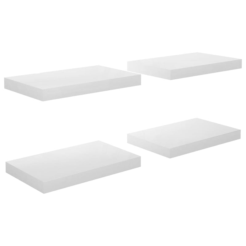 vidaXL 4 db magasfényű fehér MDF lebegő fali polc 40 x 23 x 3,8 cm