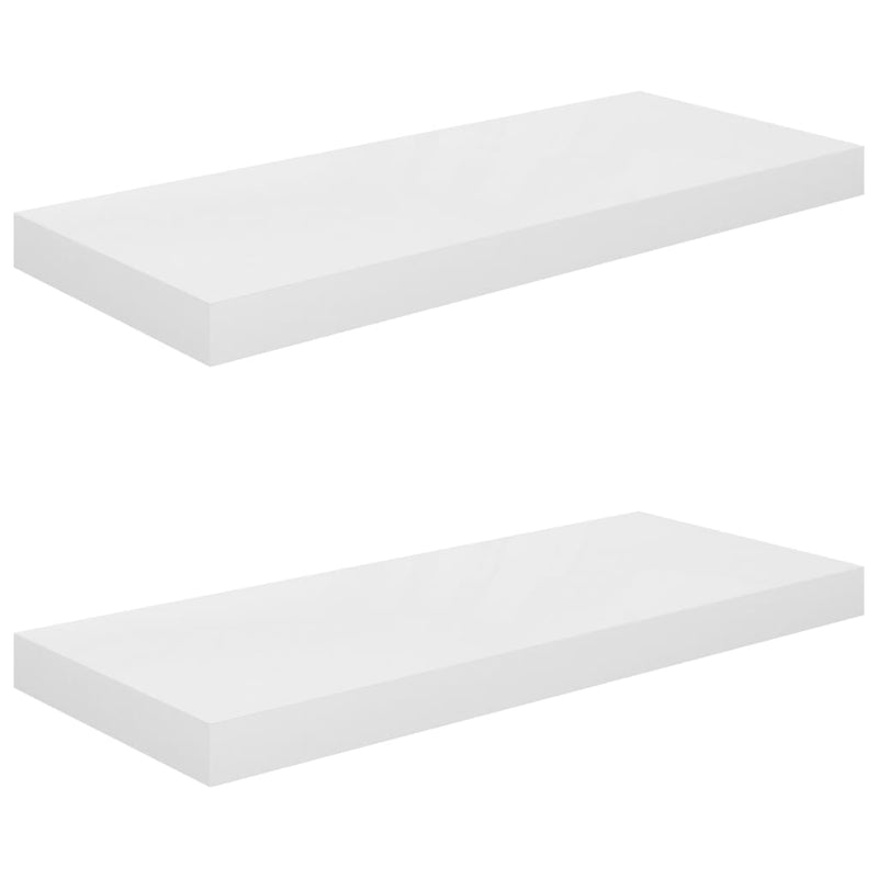 vidaXL 2 db magasfényű fehér MDF lebegő fali polc 60 x 23,5 x 3,8 cm