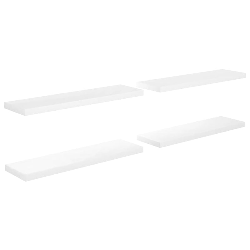 vidaXL 4 db magasfényű fehér MDF lebegő fali polc 90 x 23,5 x 3,8 cm