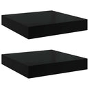 vidaXL 2 db magasfényű fekete MDF lebegő fali polc 23 x 23,5 x 3,8 cm