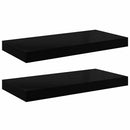 vidaXL 2 db magasfényű fekete MDF lebegő fali polc 50 x 23,5 x 3,8 cm