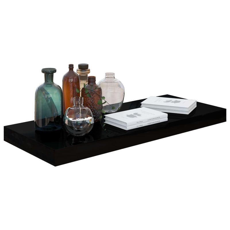 vidaXL magasfényű fekete MDF lebegő fali polc 60 x 23,5 x 3,8 cm