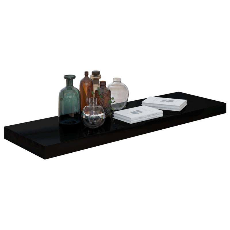 vidaXL magasfényű fekete MDF lebegő fali polc 80 x 23,5 x 3,8 cm