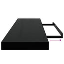 vidaXL 4 db magasfényű fekete MDF fali polc 90 x 23,5 x 3,8 cm