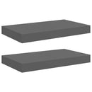 vidaXL 2 db magasfényű szürke MDF lebegő fali polc 40 x 23,5 x 3,8 cm