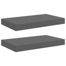 vidaXL 2 db magasfényű szürke MDF lebegő fali polc 40 x 23,5 x 3,8 cm