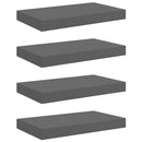 vidaXL 4 db magasfényű szürke MDF lebegő fali polc 40 x 23,5 x 3,8 cm