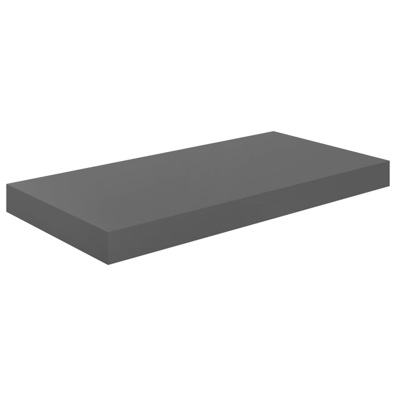 vidaXL magasfényű szürke MDF lebegő fali polc 50 x 23 x 3,8 cm