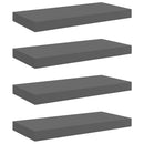 vidaXL 4 db magasfényű szürke MDF lebegő fali polc 50 x 23,5 x 3,8 cm