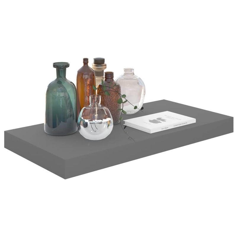 vidaXL 4 db magasfényű szürke MDF lebegő fali polc 50 x 23 x 3,8 cm
