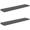 vidaXL 2 db magasfényű szürke MDF lebegő fali polc 120 x 23,5 x 3,8 cm