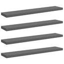 vidaXL 4 db magasfényű szürke MDF lebegő fali polc 120 x 23,5 x 3,8 cm