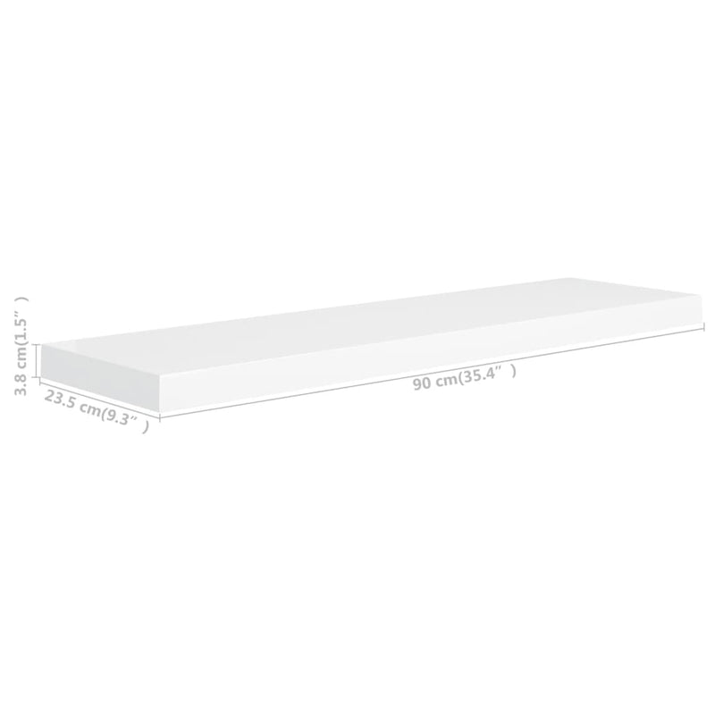 vidaXL 4 db fehér MDF lebegő fali polc 90 x 23,5 x 3,8 cm