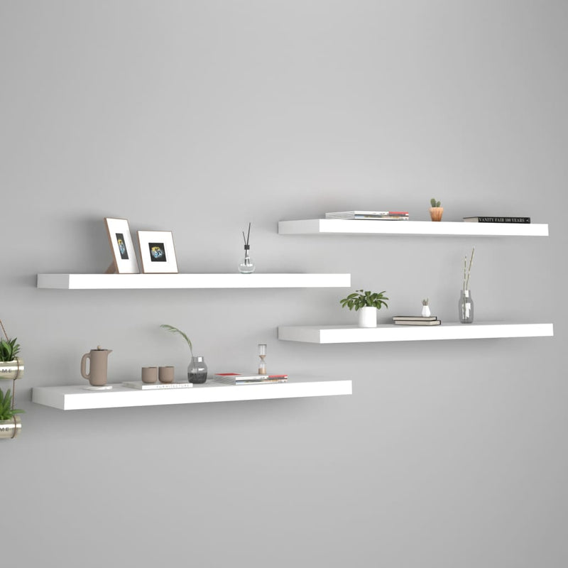 vidaXL 4 db fehér MDF lebegő fali polc 90 x 23,5 x 3,8 cm