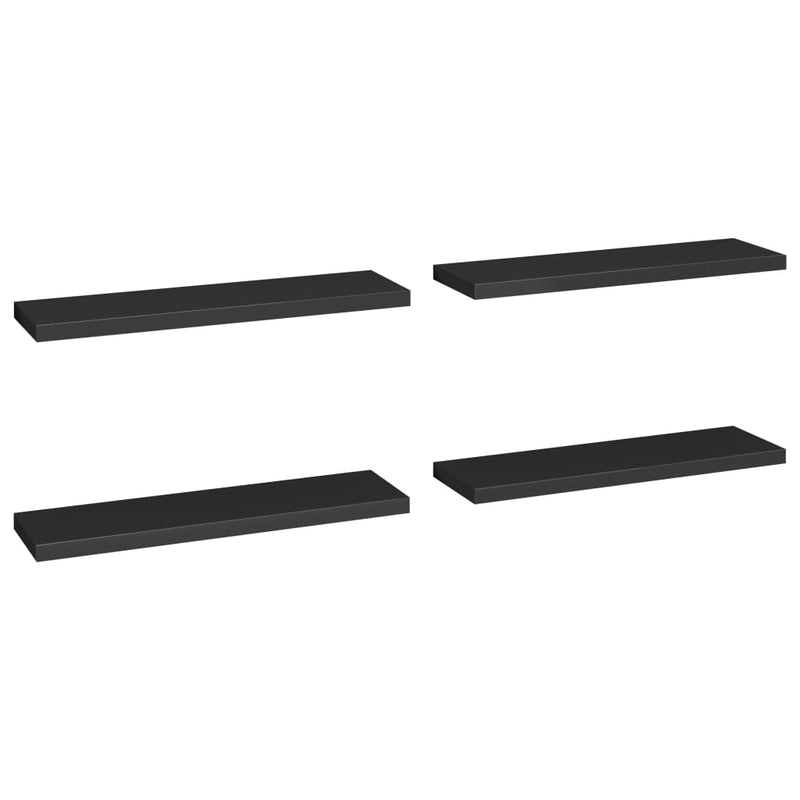 vidaXL 4 db fekete MDF lebegő fali polc 90 x 23,5 x 3,8 cm