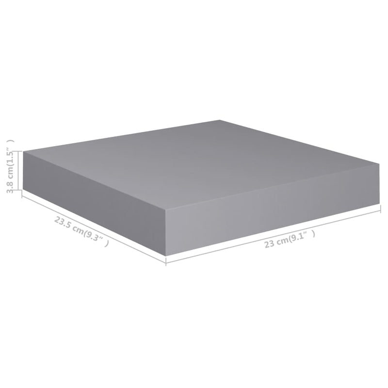 vidaXL szürke MDF lebegő fali polc 23 x 23,5 x 3,8 cm