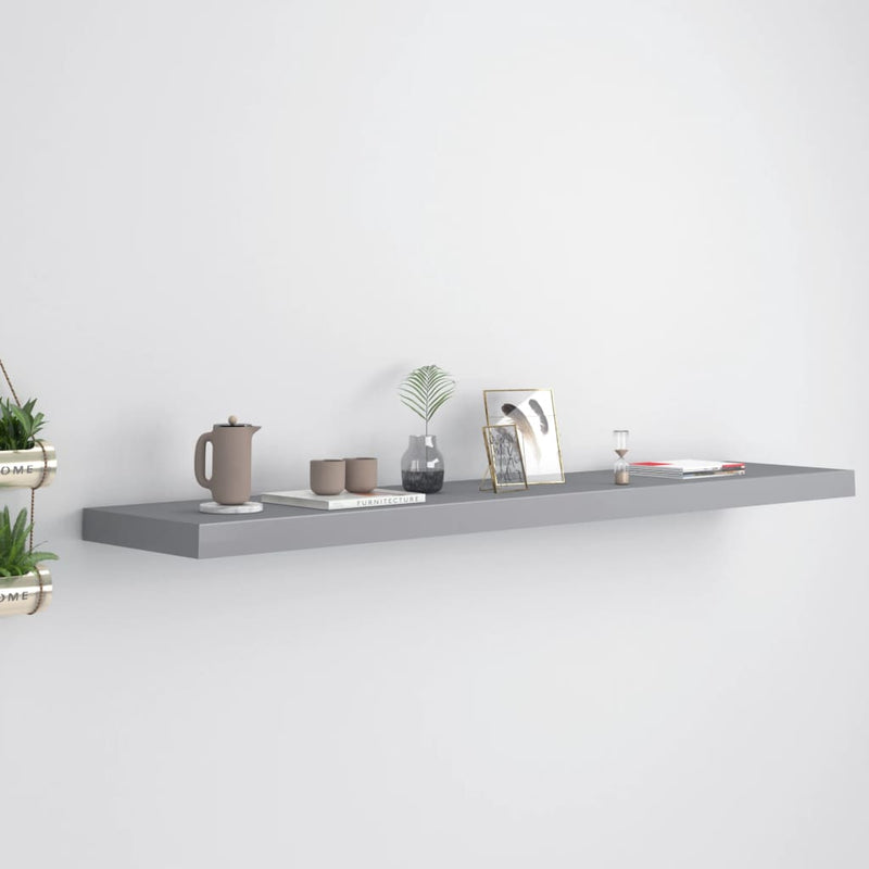 vidaXL szürke MDF lebegő fali polc 120 x 23,5 x 3,8 cm