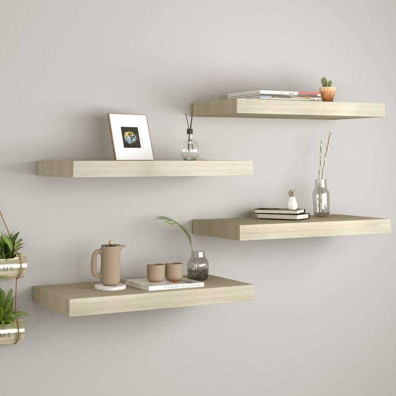 vidaXL 4 db tölgyszínű MDF lebegő fali polc 50 x 23 x 3,8 cm