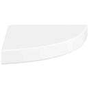vidaXL úszó sarokpolc magasfényű fehér MDF 25 x 25 x 3,8 cm