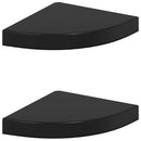 vidaXL 2 db magasfényű fekete MDF lebegő sarokpolc 25 x 25 x 3,8 cm