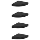 vidaXL 4 db magasfényű fekete MDF lebegő sarokpolc 25 x 25 x 3,8 cm