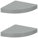 vidaXL 2 db magasfényű szürke MDF lebegő sarokpolc 25 x 25 x 3,8 cm