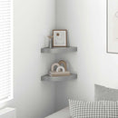 vidaXL 2 db magasfényű szürke MDF lebegő sarokpolc 25 x 25 x 3,8 cm