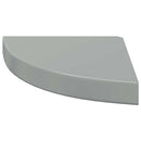 vidaXL 2 db magasfényű szürke MDF lebegő sarokpolc 25 x 25 x 3,8 cm