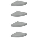 vidaXL 4 db magasfényű szürke MDF lebegő sarokpolc 25 x 25 x 3,8 cm