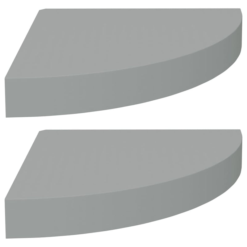 vidaXL 2 db szürke MDF lebegő sarokpolc 25 x 25 x 3,8 cm