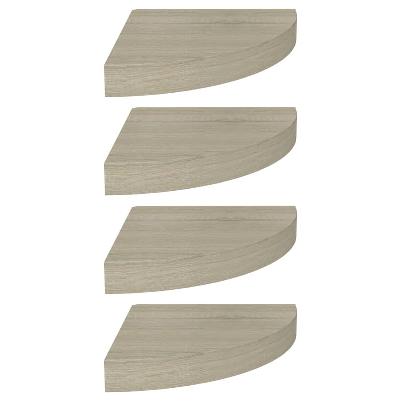 vidaXL 4 db tölgyszínű MDF lebegő sarokpolc 25x25x3,8 cm