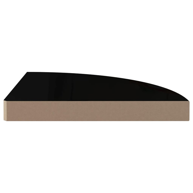 vidaXL magasfényű fekete MDF lebegő sarokpolc 35 x 35 x 3,8 cm