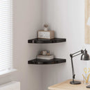 vidaXL 2 db magasfényű fekete MDF lebegő sarokpolc 35 x 35 x 3,8 cm