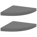 vidaXL 2 db magasfényű szürke MDF lebegő sarokpolc 35 x 35 x 3,8 cm