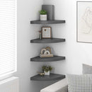 vidaXL 4 db magasfényű szürke MDF lebegő sarokpolc 35 x 35 x 3,8 cm