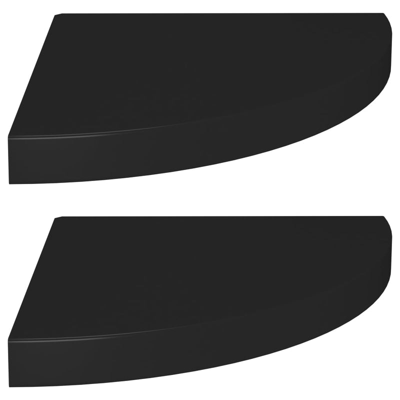323920 vidaXL Floating Corner Shelves 2 pcs Black 35x35x3,8 cm MDF