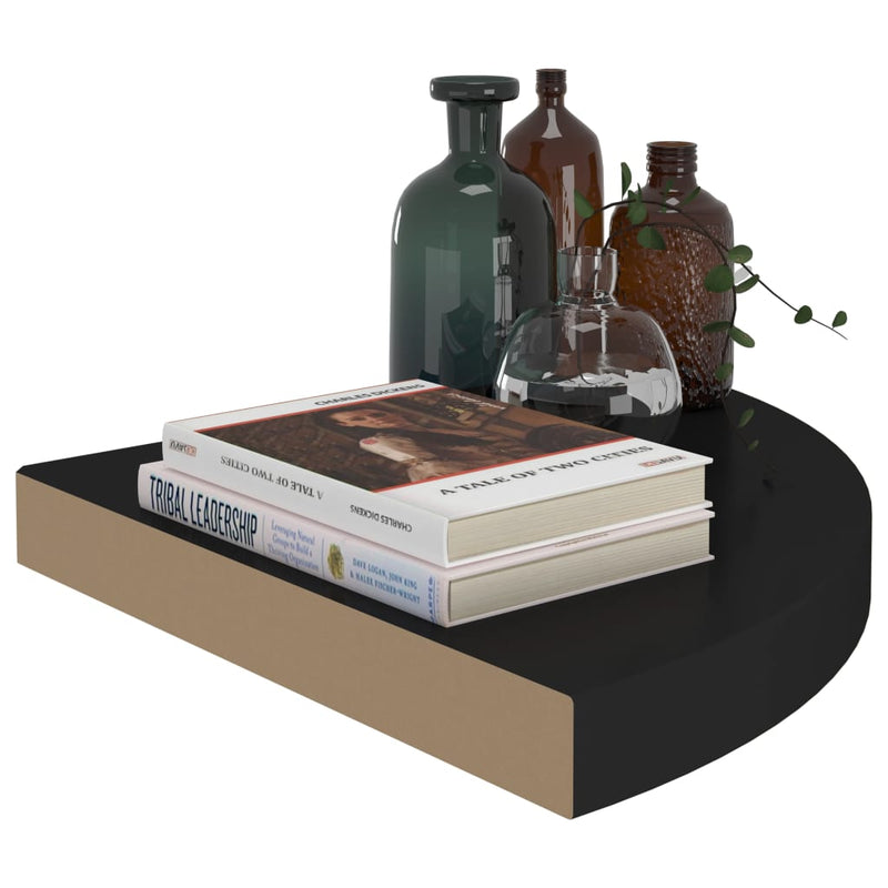 323920 vidaXL Floating Corner Shelves 2 pcs Black 35x35x3,8 cm MDF
