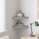 323923 vidaXL Floating Corner Shelves 2 pcs Grey 35x35x3,8 cm MDF