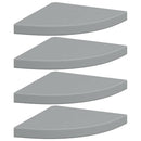 vidaXL 4 db szürke MDF lebegő sarokpolc 35 x 35 x 3,8 cm