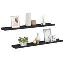 vidaXL 2 db fekete MDF szegélypolc képkeretekhez 80 x 9 x 3 cm