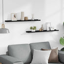 vidaXL 2 db fekete MDF szegélypolc képkeretekhez 80 x 9 x 3 cm