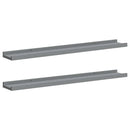 vidaXL 2 db szürke MDF szegélypolc képkeretekhez 80 x 9 x 3 cm