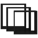 vidaXL 3 db fekete MDF fali kockapolc