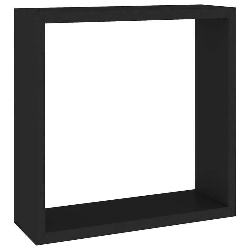 vidaXL 3 db fekete MDF fali kockapolc