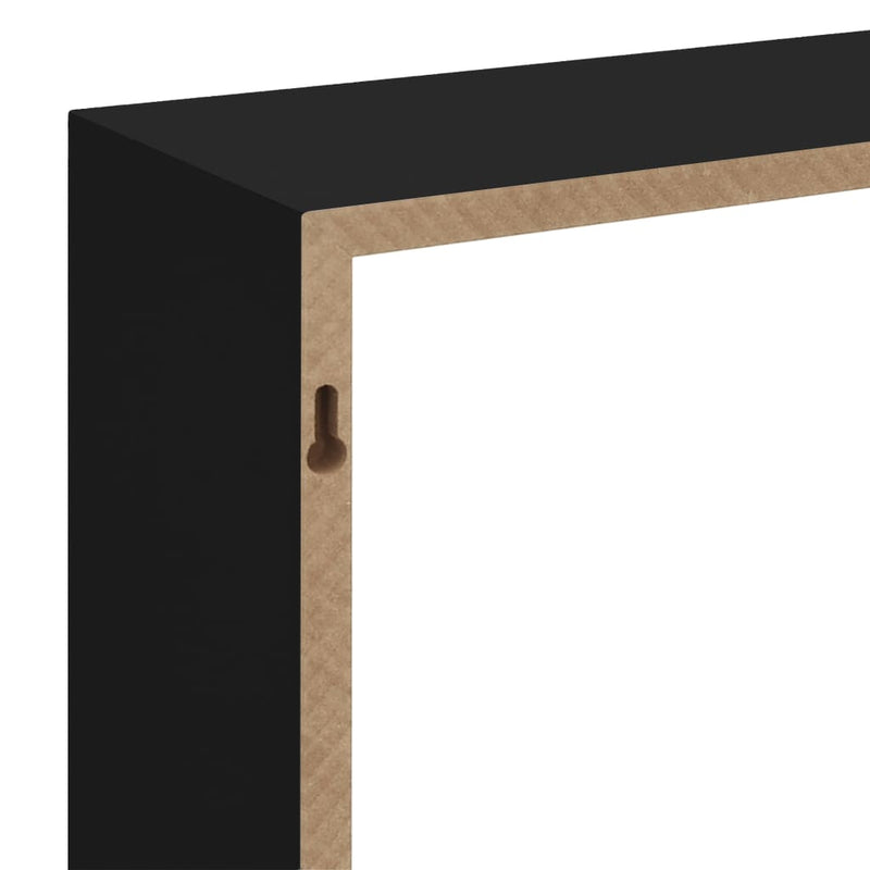 vidaXL 3 db fekete MDF fali kockapolc