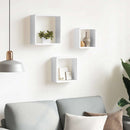 vidaXL 3 db fehér MDF fali kockapolc