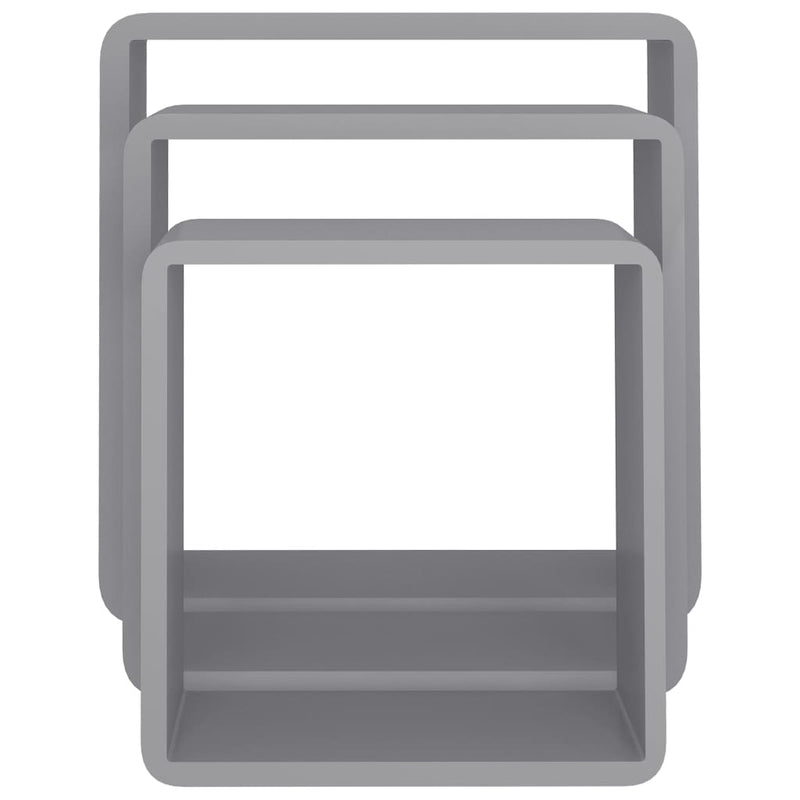 vidaXL 3 db szürke MDF fali kockapolc