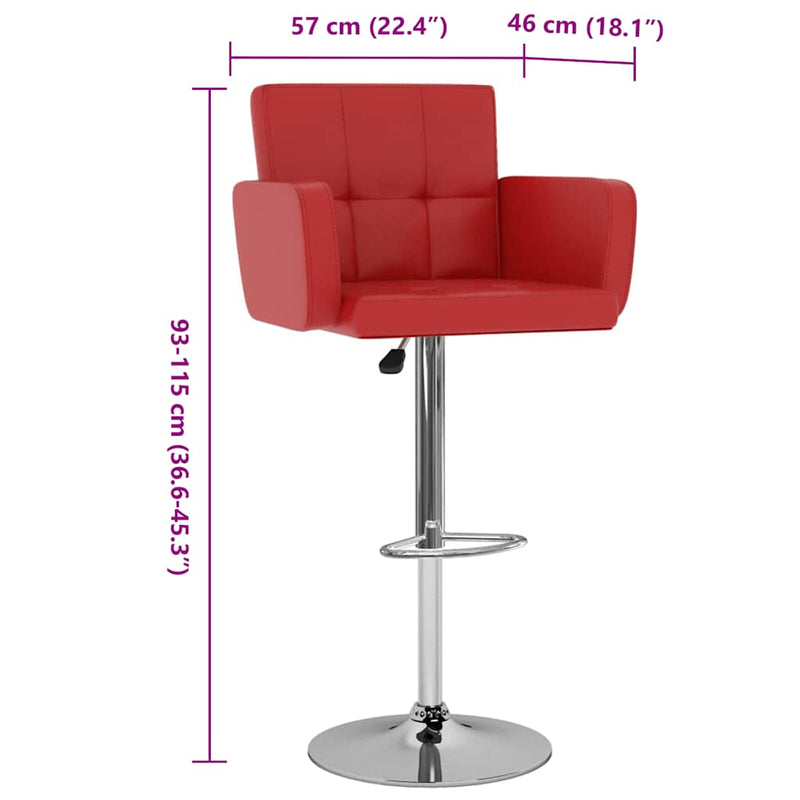 vidaXL 2 db piros műbőr bárszék