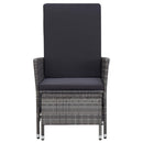 vidaXL szürke dönthető háttámlás polyrattan kerti szék párnákkal