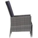 vidaXL szürke dönthető háttámlás polyrattan kerti szék párnákkal